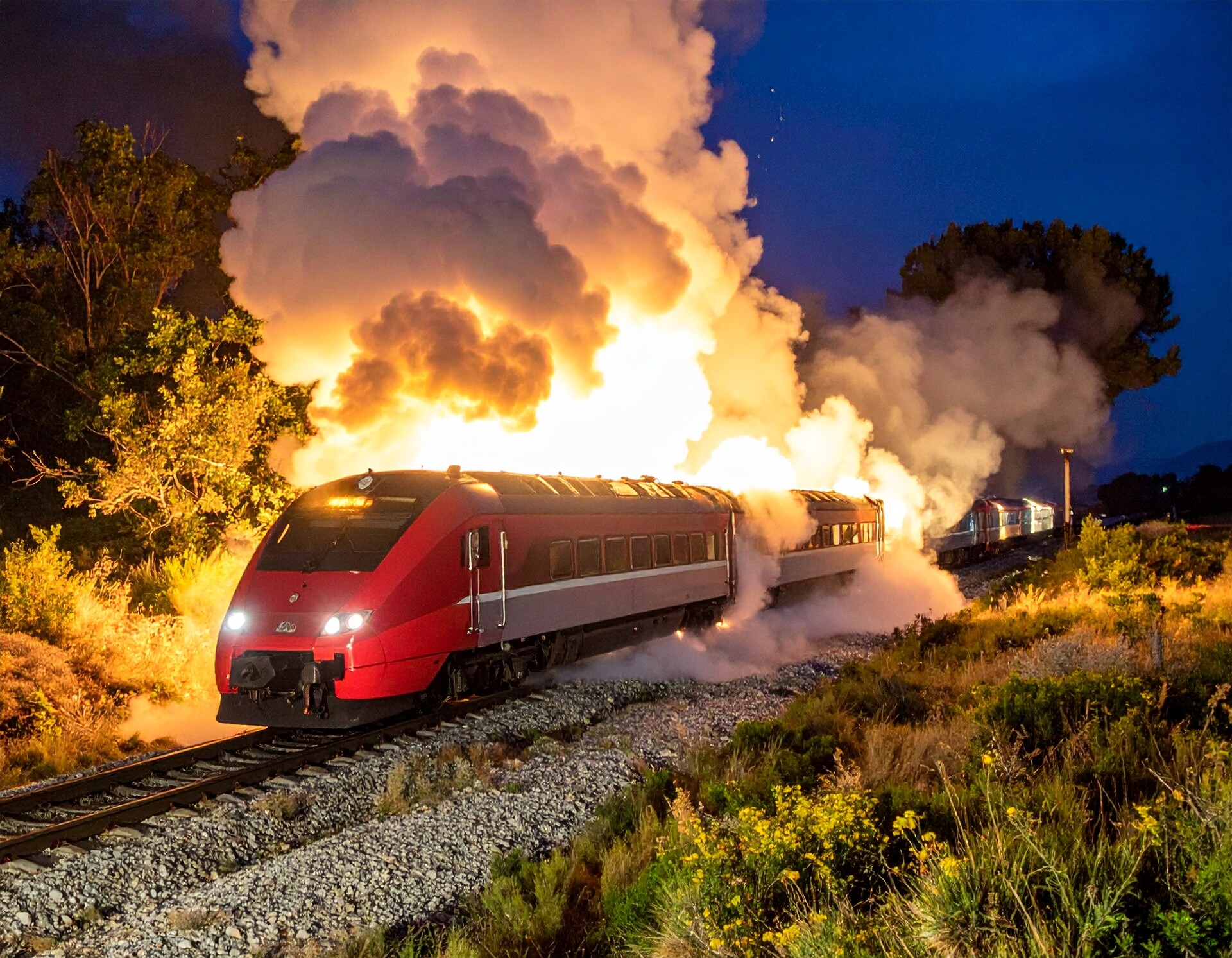 Burning train