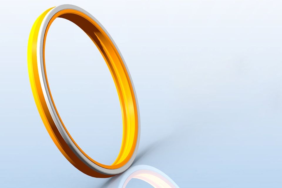 A yellow profile seal for hydraulic cylinders