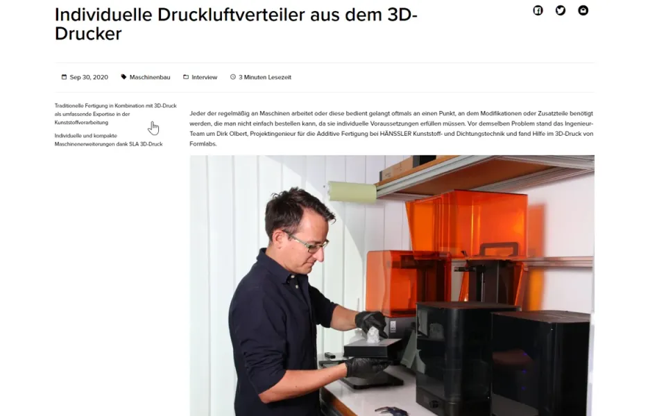 Hänssler setzt auf 3D-Drucker von FORMLABS