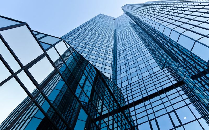 A glazed skyscraper