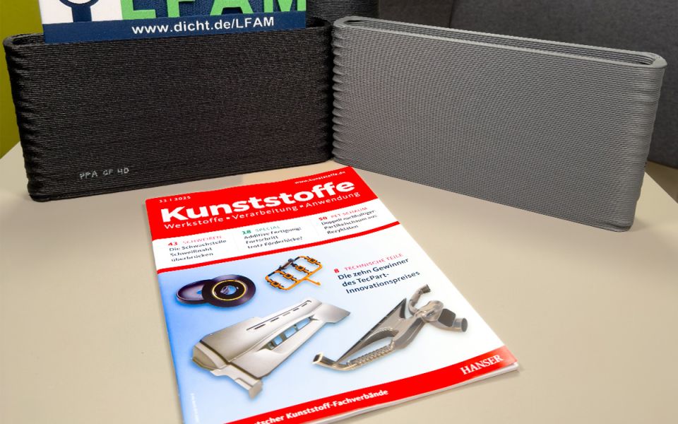 Fachzeitschrift Kunststoffe berichtet über unser LFAM-Verfahren