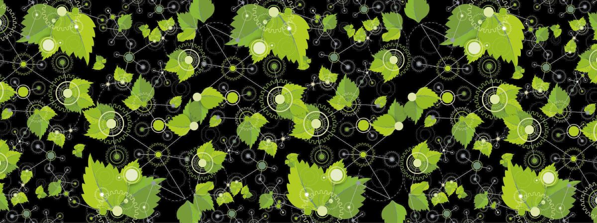 Plant leaves connected by lines like a network
