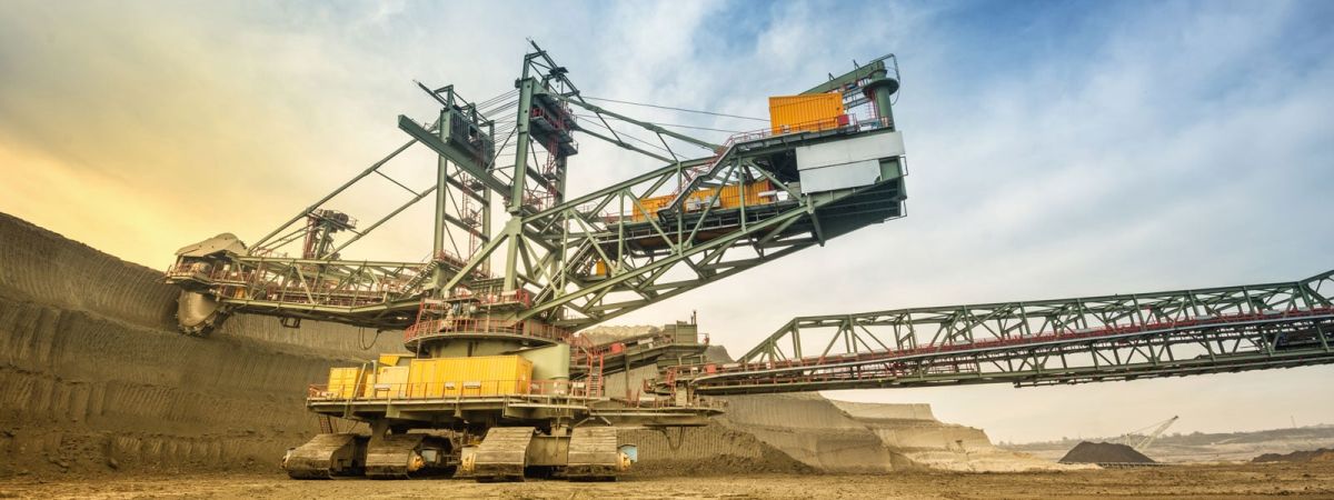 A mining excavator in action