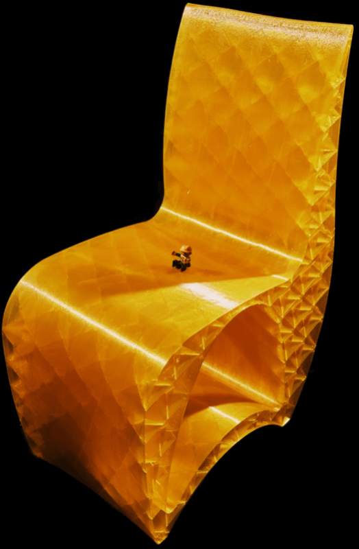 Stuhl aus rPETG hergestellt durch Großformat 3D-Druck